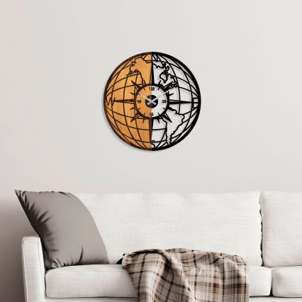 Väggklocka diameter 56 cm 1xAA trä/metall