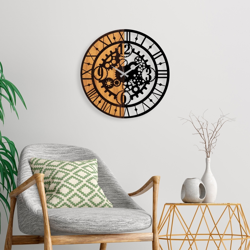 Väggklocka diameter 56 cm 1xAA trä/metall