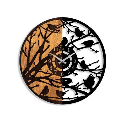 Väggklocka diameter 56 cm 1xAA trä/metall