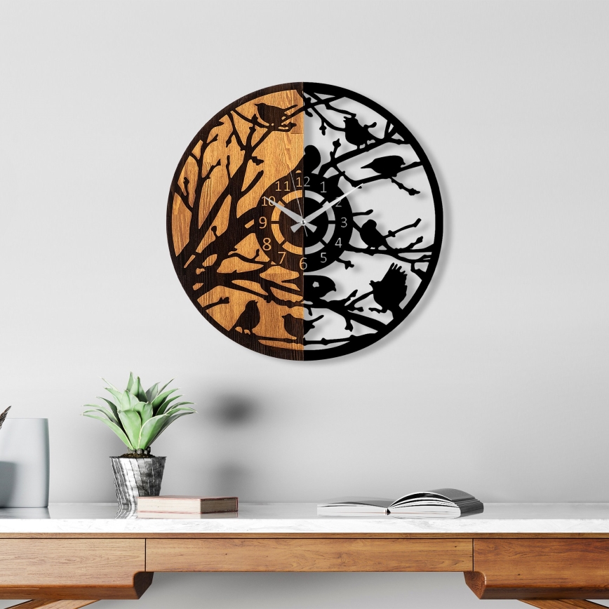 Väggklocka diameter 56 cm 1xAA trä/metall