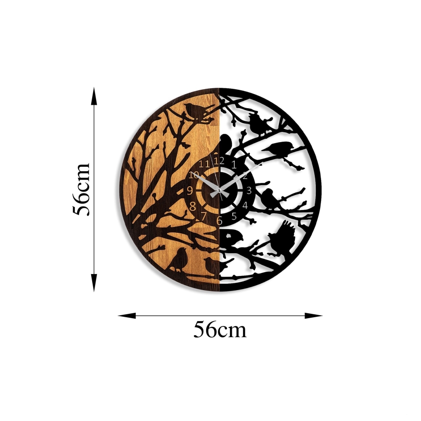 Väggklocka diameter 56 cm 1xAA trä/metall