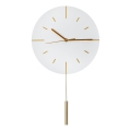 Väggklocka med pendel Ø 30 cm 1xAA vit/guld