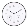 Väggklocka med termometer och hygrometer, Ø 30,5 cm, 1 x AA, svart