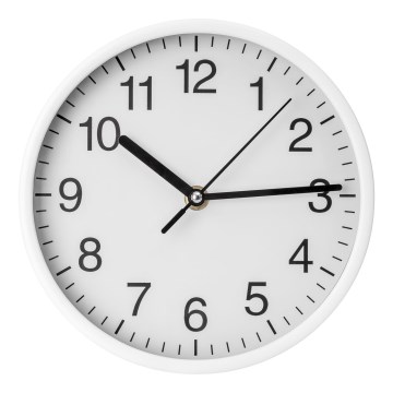 Väggklocka Ø 20 cm 1xAA vit/svart