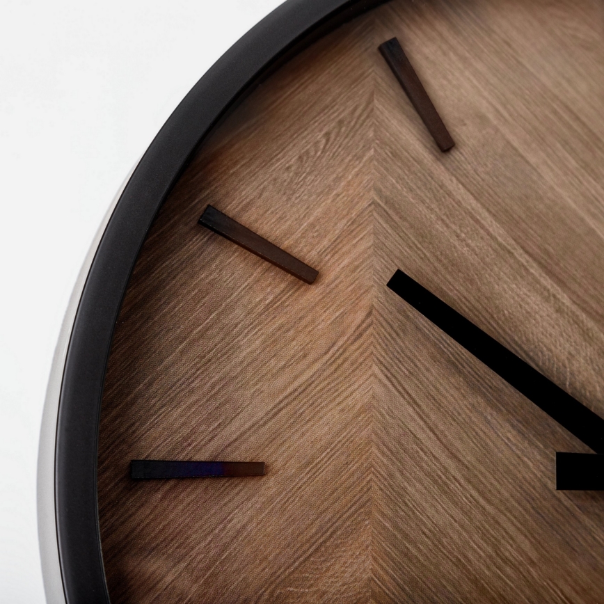 Väggklocka Ø 30 cm 1xAA svart/brun