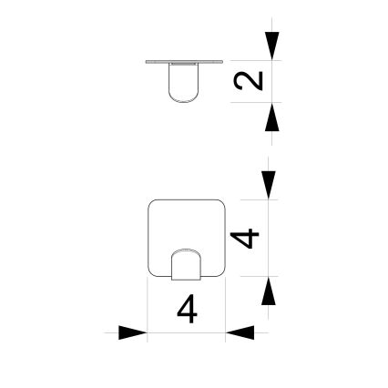 Väggkrok 4x4 cm svart