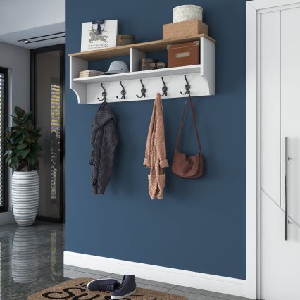 Väggmonterad klädhängare RANI 120x37,2 cm vit/beige