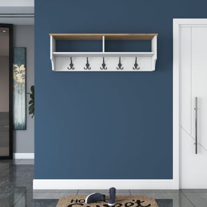 Väggmonterad klädhängare RANI 120x37,2 cm vit/beige