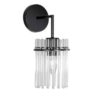 Vägglampa 1xE27/60W/230V svart/genomskinlig