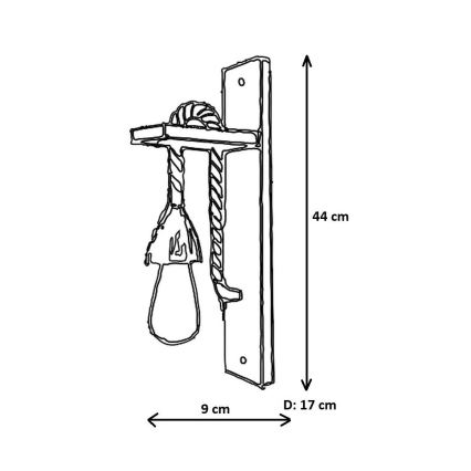 Vägglampa AHSAP 1xE27/40W/230V i furu/valnöt