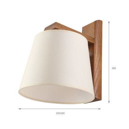 Vägglampa AIDA 1xE27/15W/230V ek/krämfärgad
