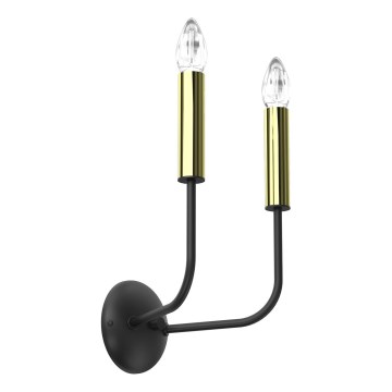 Vägglampa AKASYA 2xE14/15W/230V svart/guld