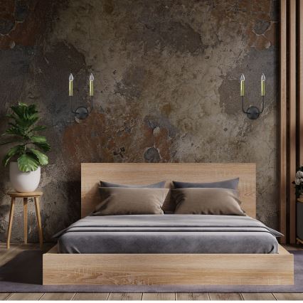 Vägglampa AKASYA 2xE14/15W/230V svart/guld