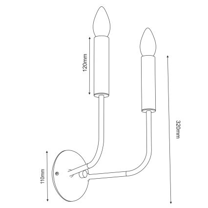 Vägglampa AKASYA 2xE14/15W/230V svart/guld