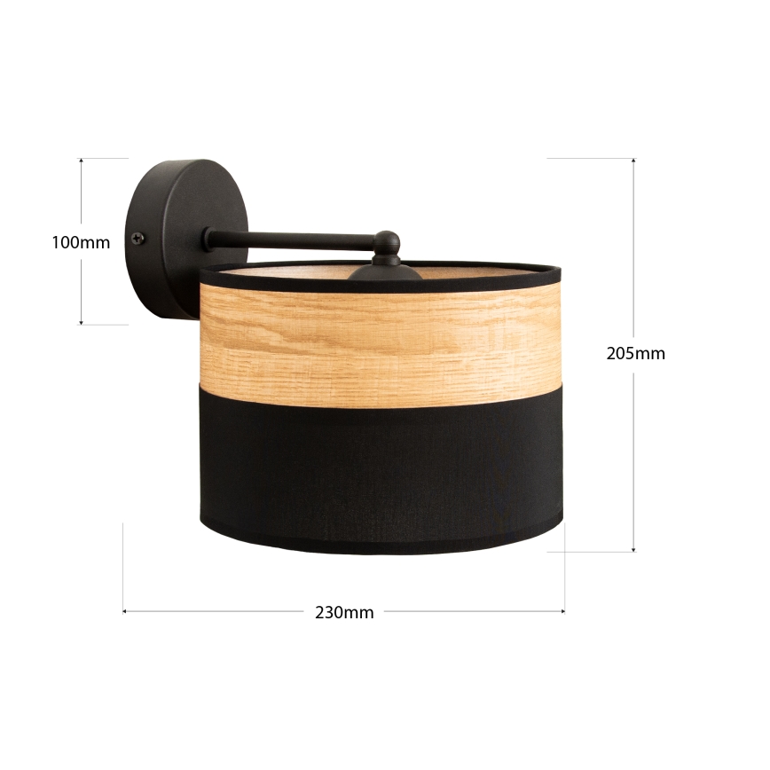 Vägglampa ALBA 1xE27/15W/230V svart/brun