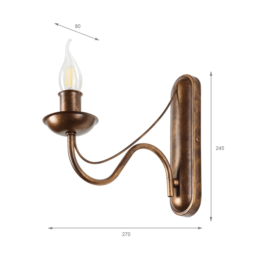 Vägglampa ANTON 1xE14/60W/230V i brons