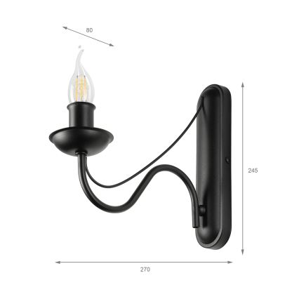 Vägglampa ANTON 1xE14/60W/230V svart