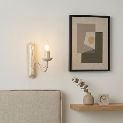 Vägglampa ANTON 1xE14/60W/230V, vit patina
