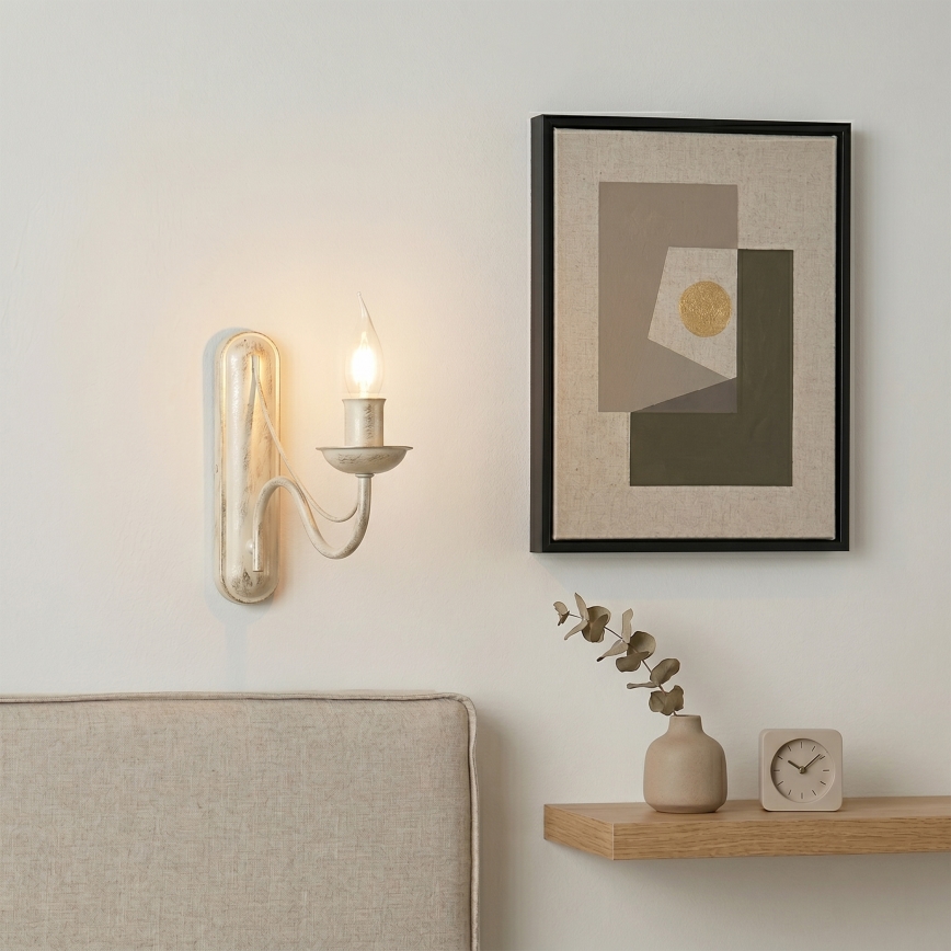 Vägglampa ANTON 1xE14/60W/230V, vit patina