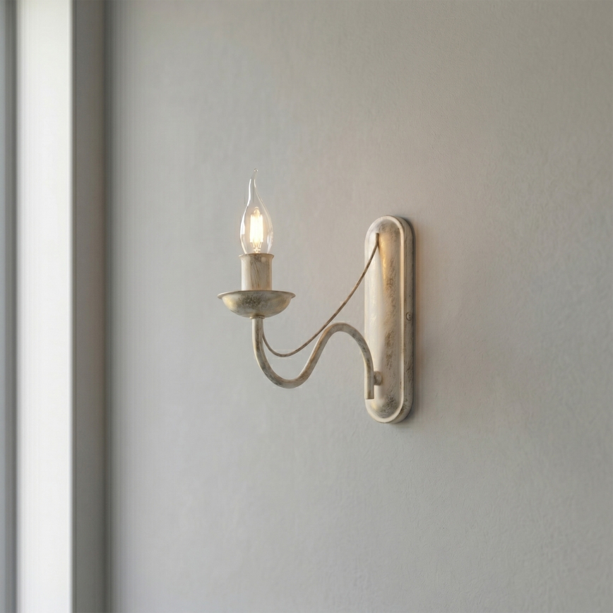 Vägglampa ANTON 1xE14/60W/230V, vit patina