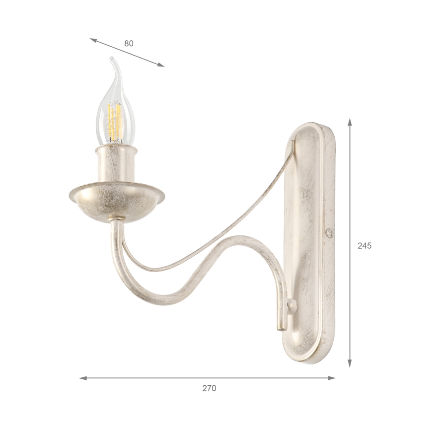 Vägglampa ANTON 1xE14/60W/230V, vit patina