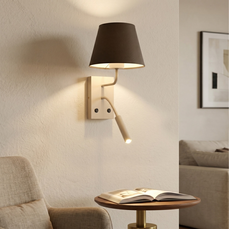 Vägglampa ARDEN 1xE27/15W/230V + 1xG9/8W beige/brun