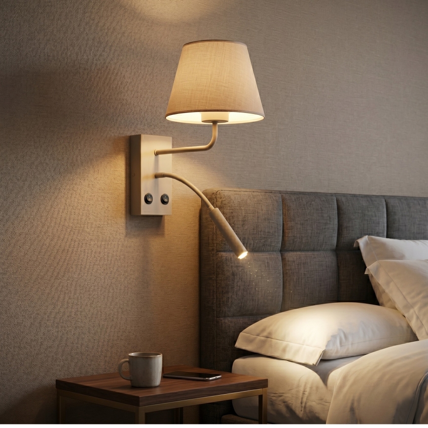 Vägglampa ARDEN 1xE27/15W/230V + 1xG9/8W beige