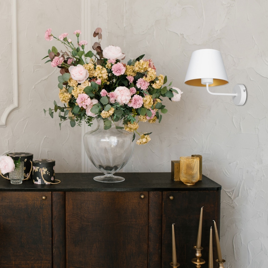 Vägglampa ARDEN 1xE27/60W/230V vit/guld