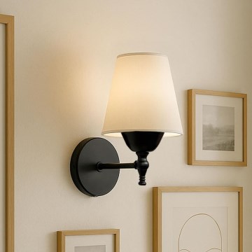 Vägglampa ASPARAGUS 1xE27/40W/230V svart/krämfärgad