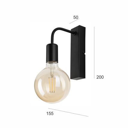 Vägglampa ASTRID 1xE27/60W/230V matt svart