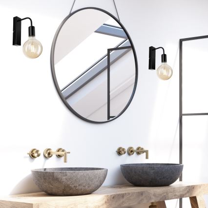 Vägglampa ASTRID 1xE27/60W/230V skinande svart