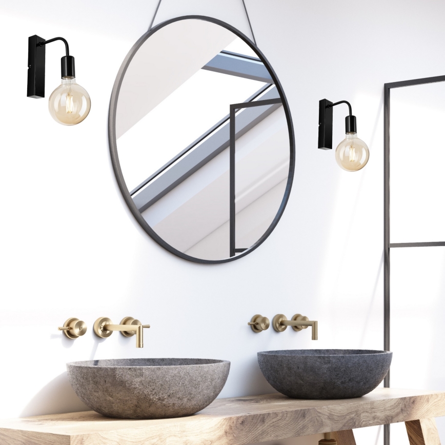 Vägglampa ASTRID 1xE27/60W/230V skinande svart