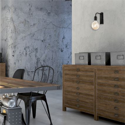 Vägglampa ASTRID 1xE27/60W/230V skinande svart