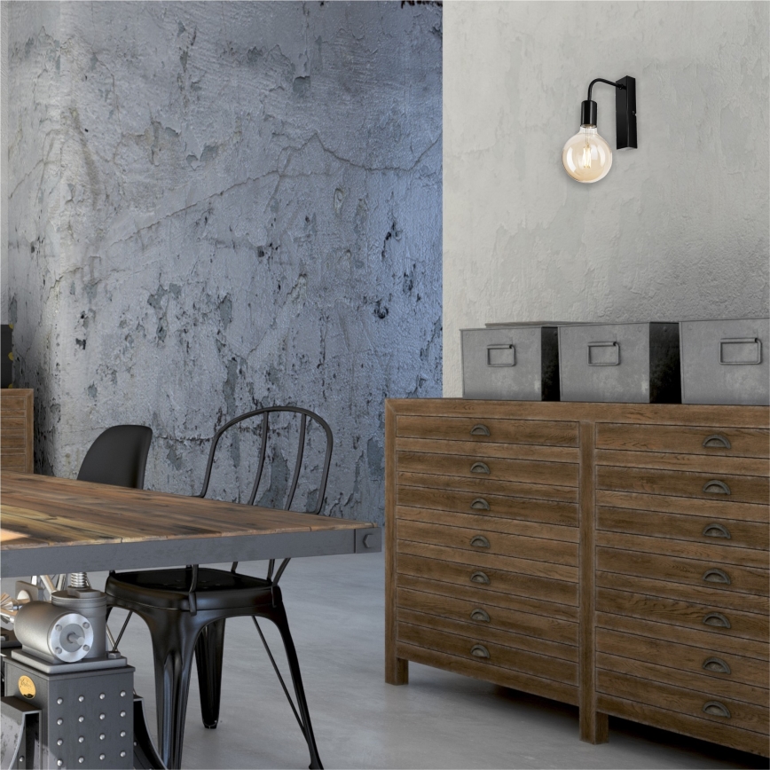 Vägglampa ASTRID 1xE27/60W/230V skinande svart