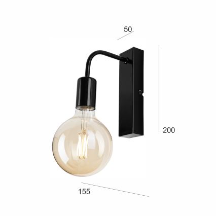 Vägglampa ASTRID 1xE27/60W/230V skinande svart