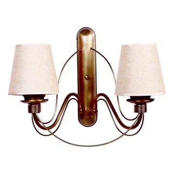 Vägglampa CLASSIC 2xE27/40W/230V bronsfärgad/beige