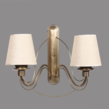 Vägglampa CLASSIC 2xE27/40W/230V bronsfärgad/beige