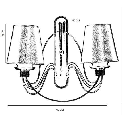 Vägglampa CLASSIC 2xE27/40W/230V bronsfärgad/beige