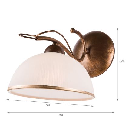 Vägglampa COBRA 1xE27/60W/230V brons/patina