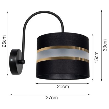 Vägglampa CORAL 1xE27/60W/230V svart