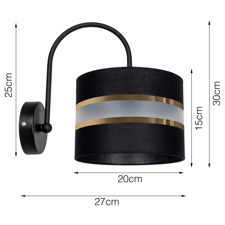 Vägglampa CORAL 1xE27/60W/230V svart