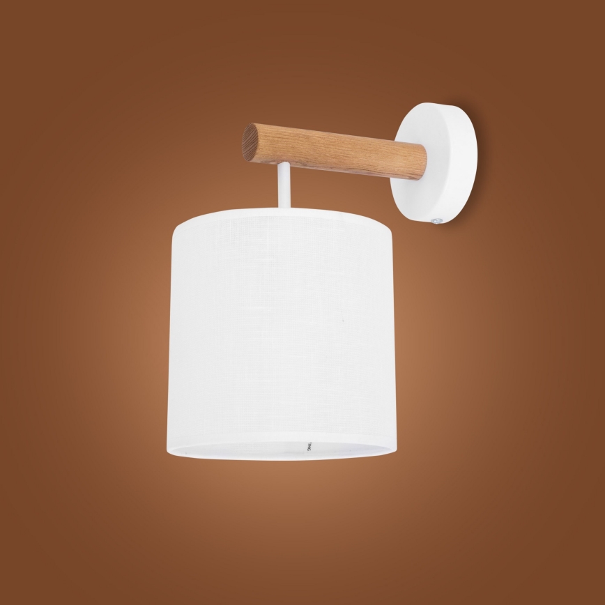 Vägglampa  DEVA 1xE27/60W/230V vit /trä