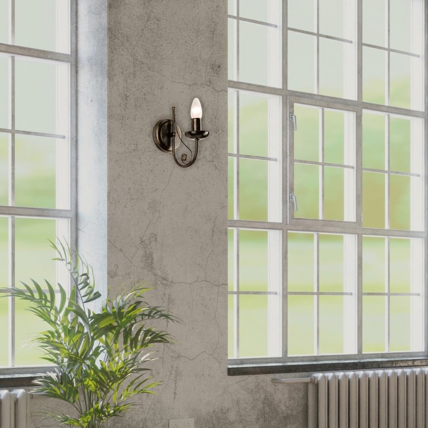 Vägglampa DONATO 1xE14x40W/230V patina