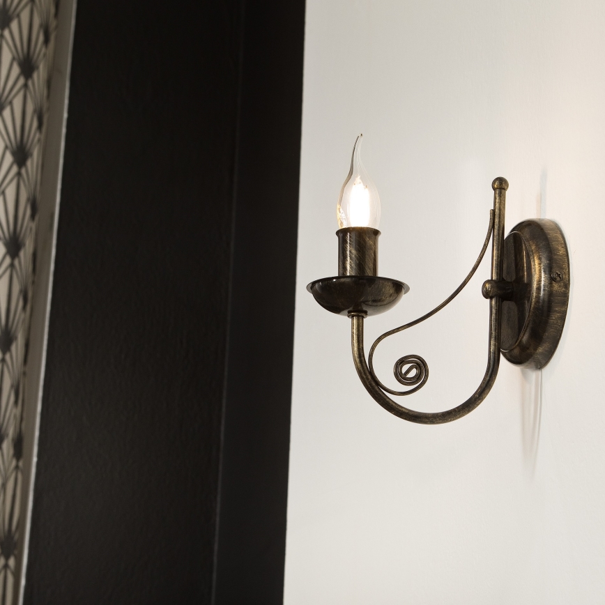 Vägglampa DONATO 1xE14x40W/230V patina