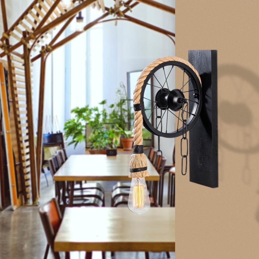 Vägglampa EREBOS 1xE27/40W/230V svart/brun