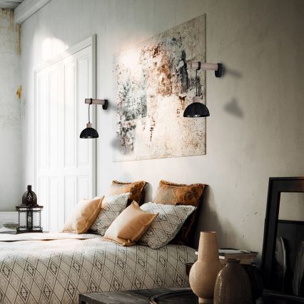 Vägglampa  ERIK 1xE27/60W/230V brun /svart 