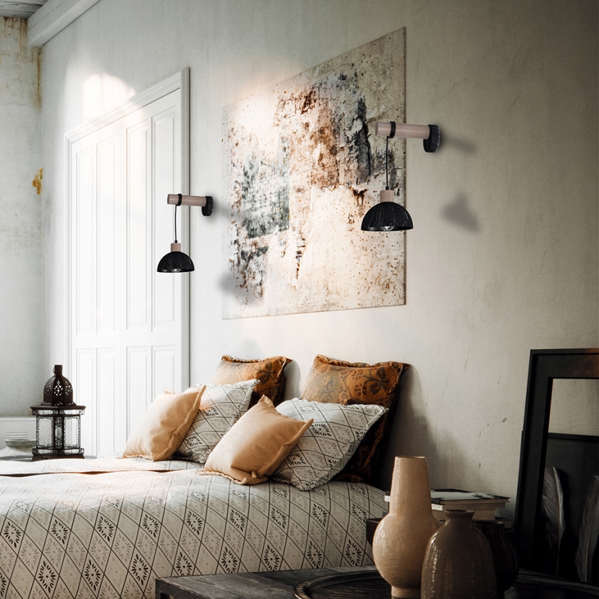 Vägglampa  ERIK 1xE27/60W/230V brun /svart 