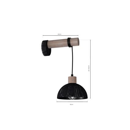 Vägglampa  ERIK 1xE27/60W/230V brun /svart 