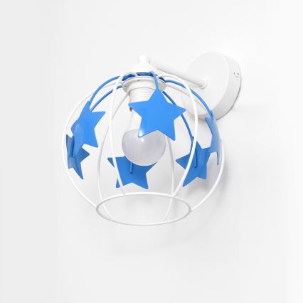 Vägglampa för barn STARS 1xE27/15W/230V blå/vit