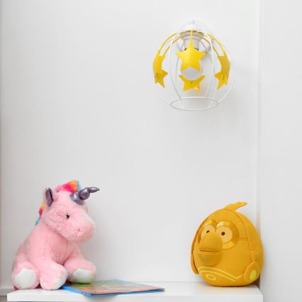 Vägglampa för barn STARS 1xE27/15W/230V gul/vit